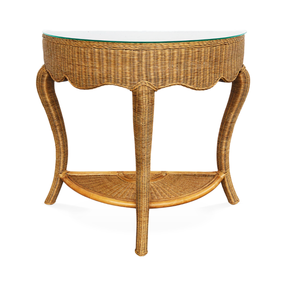 32001-01 Venice Wicker Demilune Console - Image 1