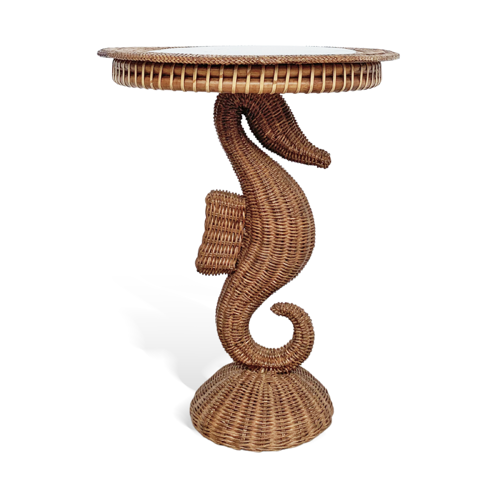 35006-01 Seahorse Wicker Side Table - Image 1